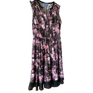 Simply Vera Dress Sz XS Purple FairyGoth DarkCottage Witchy Floral Garden Party